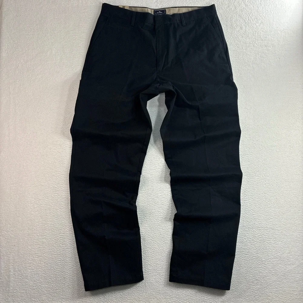 Dockers D4 Chino Pants Men 36x34 Black‎ True Relaxed Flat Front Business NWT